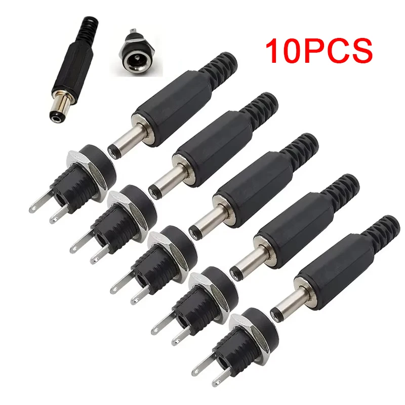 10 Stücke DC Anschlüsse 5,5x2,1mm DC Power Stecker Männlich Weiblich Jack Buchse Mutter Panel Mount DC Power Adapter Stecker