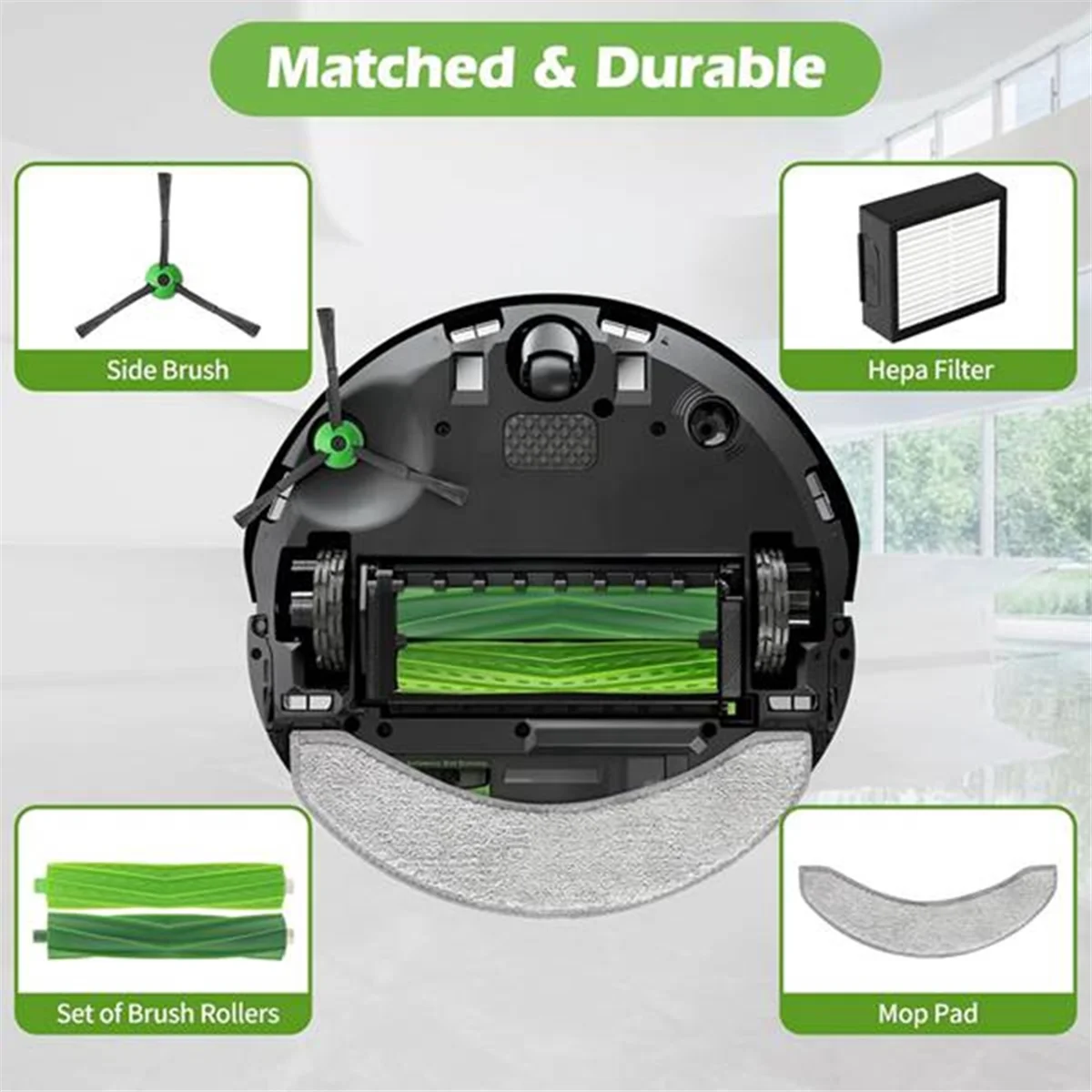 Pièces pour aspirateur robot IRobot Roomba ChlorJ9 + et ChlorJ7 +/Plus, brosses latérales principales, tampons de vadrouille Pound, sacs à poussière