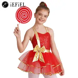 Bambini ragazze natale babbo natale danza ginnastica Tutu vestito body Costume natalizio per feste Festival Performance sul palco