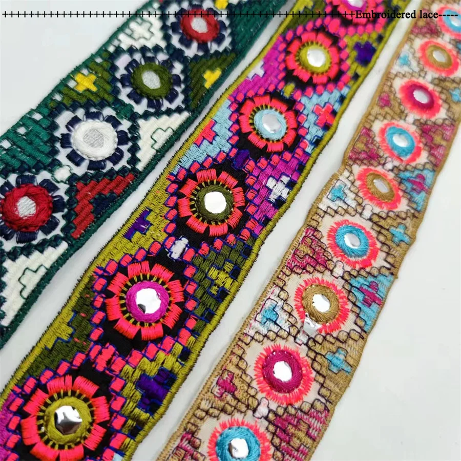 4cm Wide Embroidered lace Fabric Lace Trim Embroidery Sequins Lace Sewing For Clothing Accessories