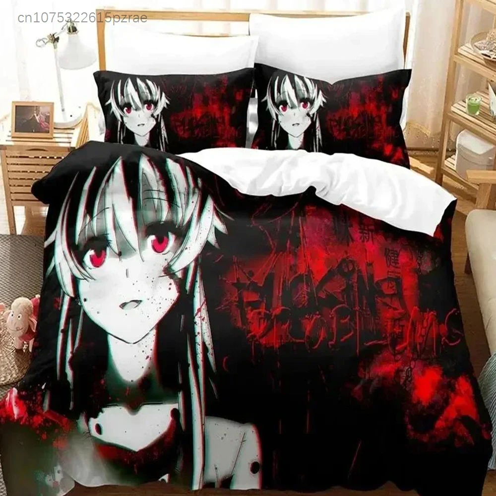 Kawaii Anime Future Diary Yuno Gasai Bedding Set Printed With Pillowcase Bed Duvet Cover Soft Queen King Size Bedclothes Home