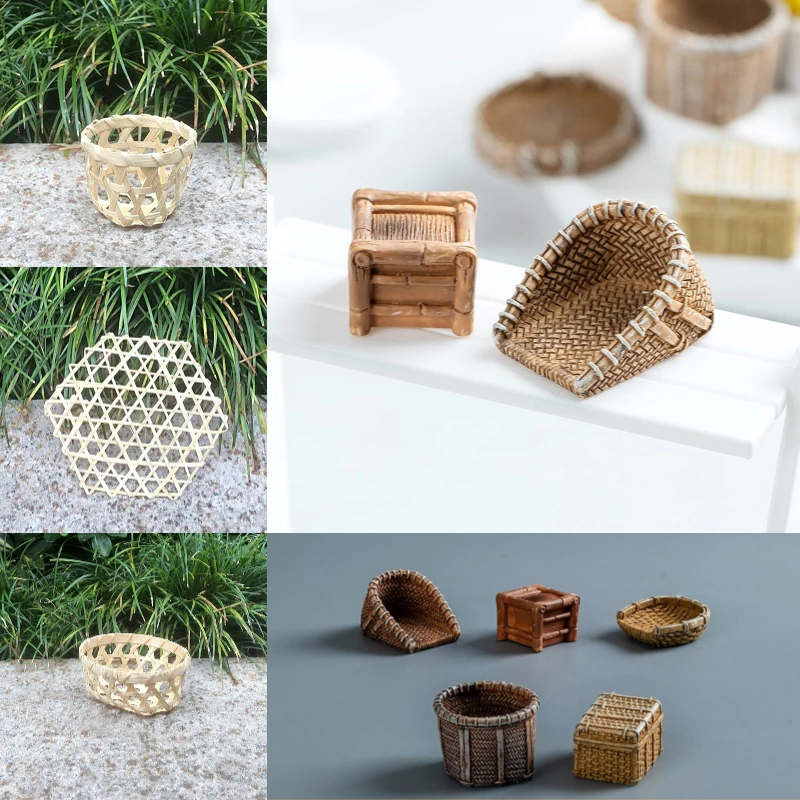 Mini Bambus gewebter Schweinekäfig Eisbecher Blumenkorb Bambuskorb Dekoration Bambus gewebter Hühnerstall