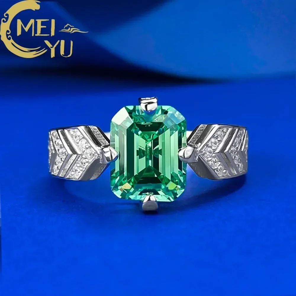 

Ring 7 * 9mm Tourmaline Green High Carbon Radiant Cut Rings For Women Party Fine Jewelry