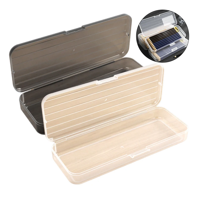 Fashion Pencil Cases Simple Matte Transparent Box High-capacity Storage Box Data Cable Sorting Box School Office Supplies