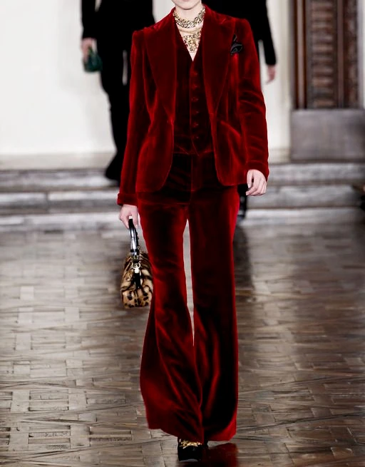 بدلات نسائية مخملية مكونة من 3 قطع بقصة ضيقة للسيدات أزياء عصرية للحفلات الراقصة