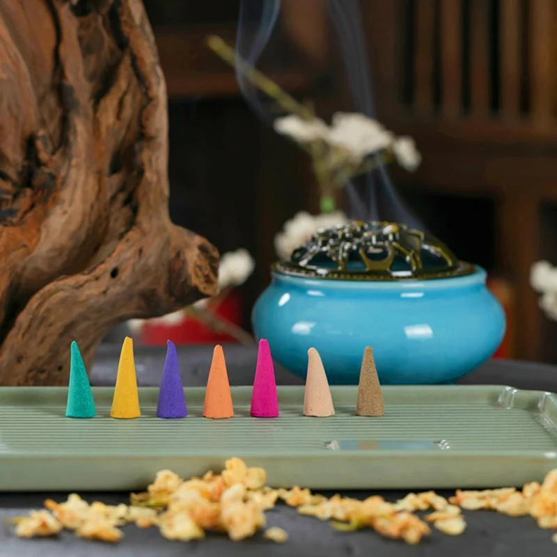 60Piece  Bulk Incenses Aromatherapy Natural Small Incense Cones Fragrant Sandalwood Jasmine Lavender Tower Spices Cones