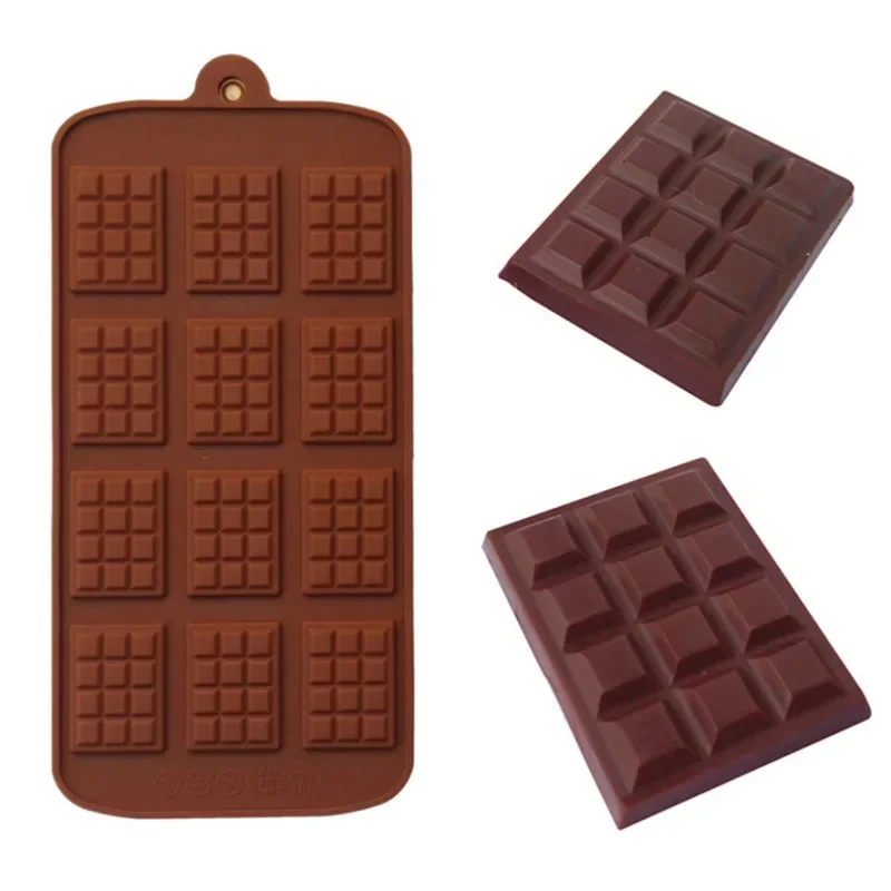 Silicone Mold 12 Even Chocolate Mold Fondant Patisserie Candy Bar Mould Cake Mode Decoration Kitchen Baking Accessories