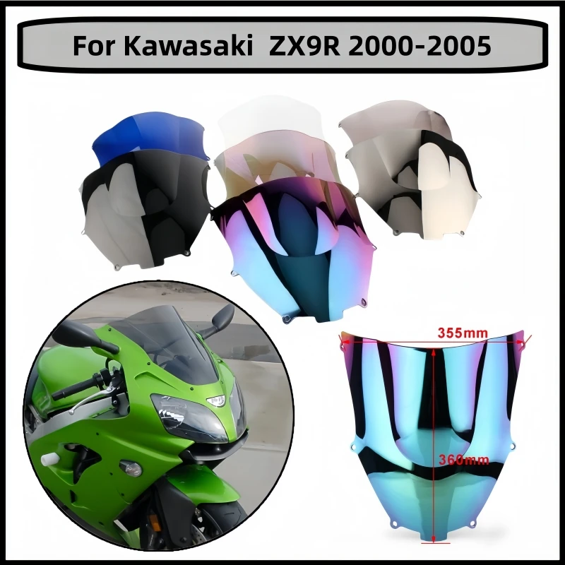 Motorcycle Front Windshield Windscreen Double Bubble fairing For Kawasaki ZX 9R ZX9R 2000 2001 2002 2003 2004 2005