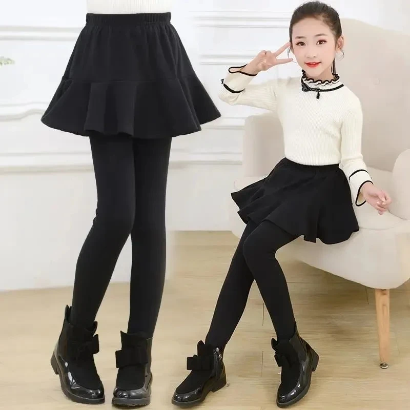 Autumn Kids Skirt Leggings for Girls Solid Strench Tights Toddler Children Slim Pants  fits1-14 Years