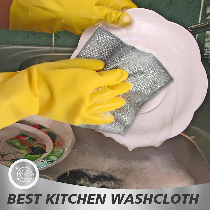 قماش تنظيف سحري على الوجهين من أسلاك الفولاذ المعدنية الخرق قماش أطباق المطبخ وسادة تجوب وعاء غسل الملابس منشفة أدوات نظيفة