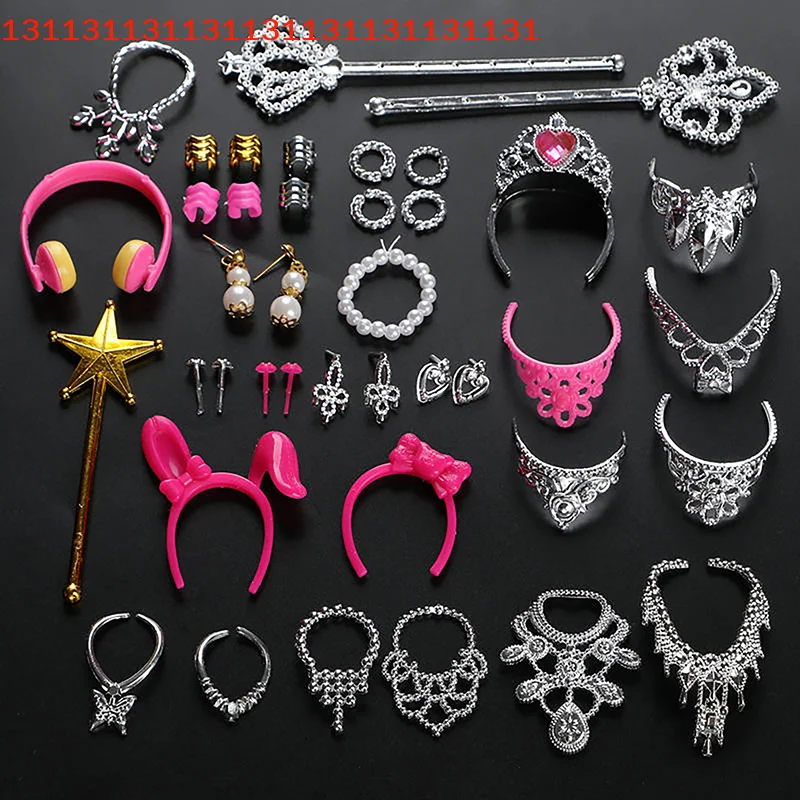 20PC Fashion Accessories Set for 1/6 Dolls; DIY Jewelry Decoration and Crown for Girls