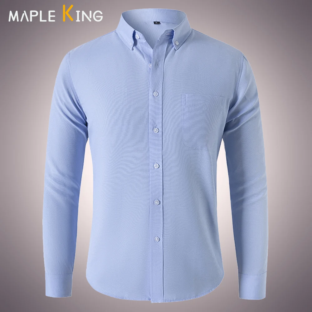 

Formal Dress Oxford Shirts Korean Men Clothing Fashion Long Sleeve Solid Button Down Camisas Business Workwear Mens Chemise Tops