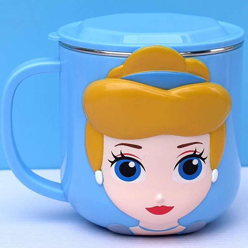 Disney Cups Frozen Elsa Anna Princess Cartoon Milk Cup Mugs 3D Mickey Minnie Stainless Steel Cup Baby Kids Girls Coffee Mug