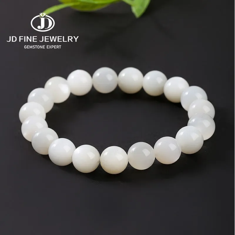 JD Natural Stone 5A White Moonstone Beaded Bracelets Women Luxury Gemstone Handmade Stretch Bangle Reiki Healing Jewelry Gifts