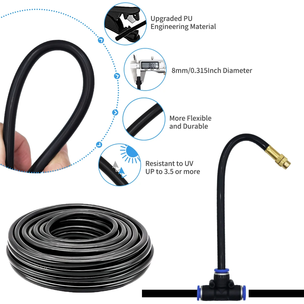 مجموعة فوهات رش الري من GEEIRR لسقي النباتات في حديقة الدفيئة 360 °   أنظمة تبريد التغشية القابلة للتعديل