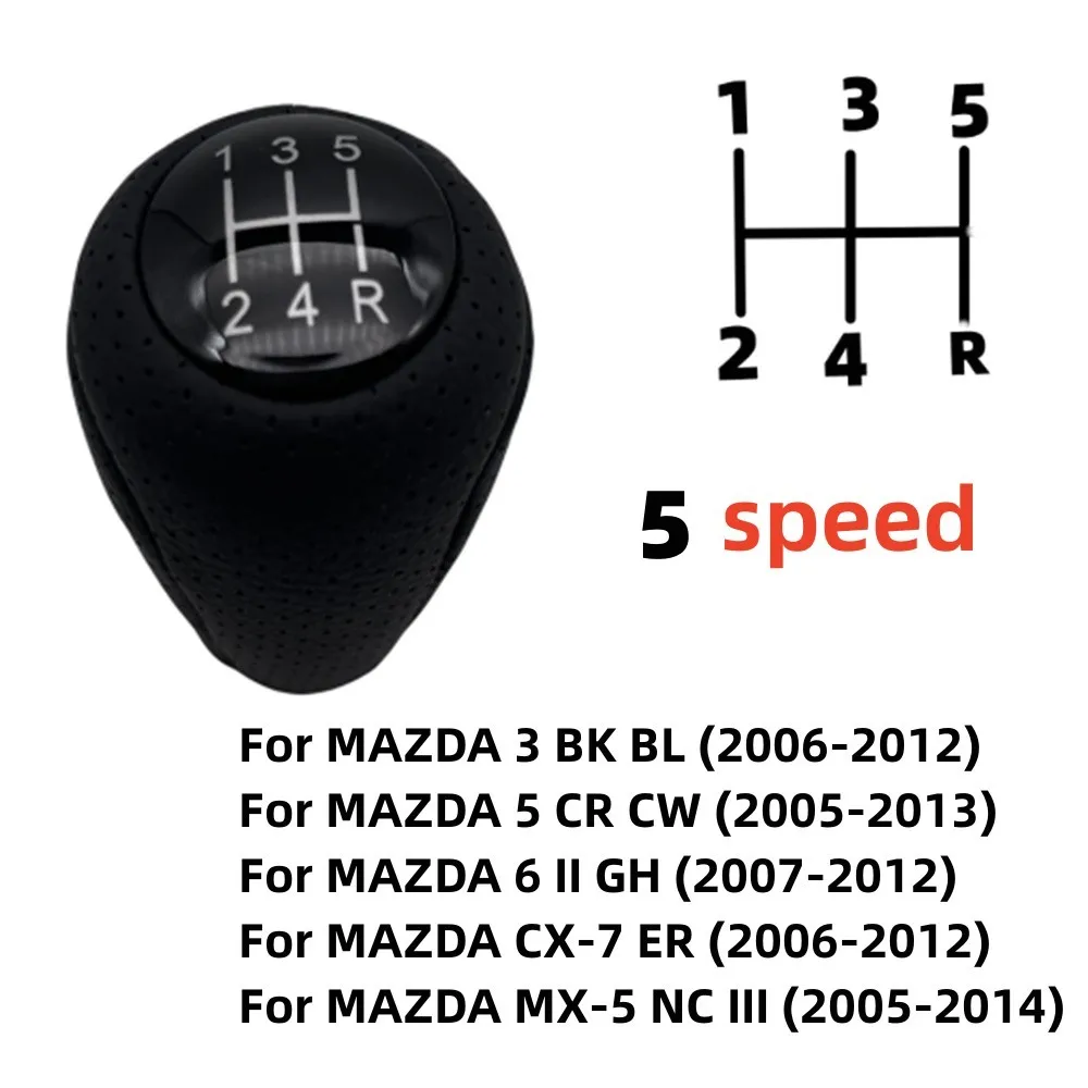 5/6 سرعة والعتاد التحول المقبض الجلود شيفتر رافعة الذراع كرة الرأس لمازدا 3 BK BL 5 CR CW 6 II GH CX-7 ER MX-5 NC III 23 MT