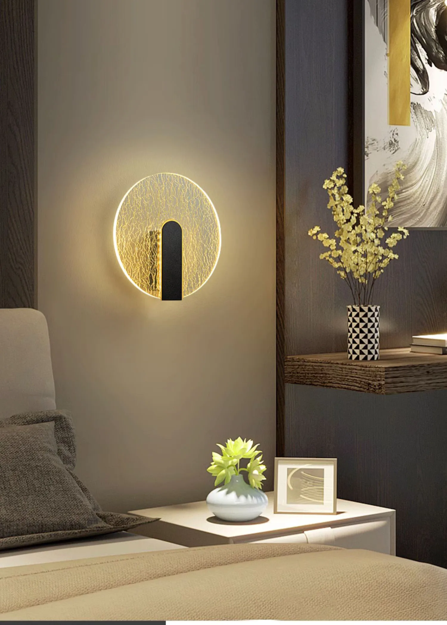 الاكريليك متصدع موجة الدخان الجدار مصباح الشمال ضوء الفاخرة الإبداعية السرير غرفة نوم بسيطة الحديثة خلفية الجدار الخفيفة #4