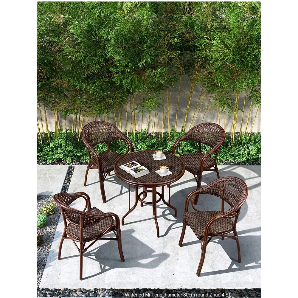 

Rattan chairs outdoor tables and chairs balcony three-piece set outdoor courtyard garden leisure chairs open-air cafe rattan tab