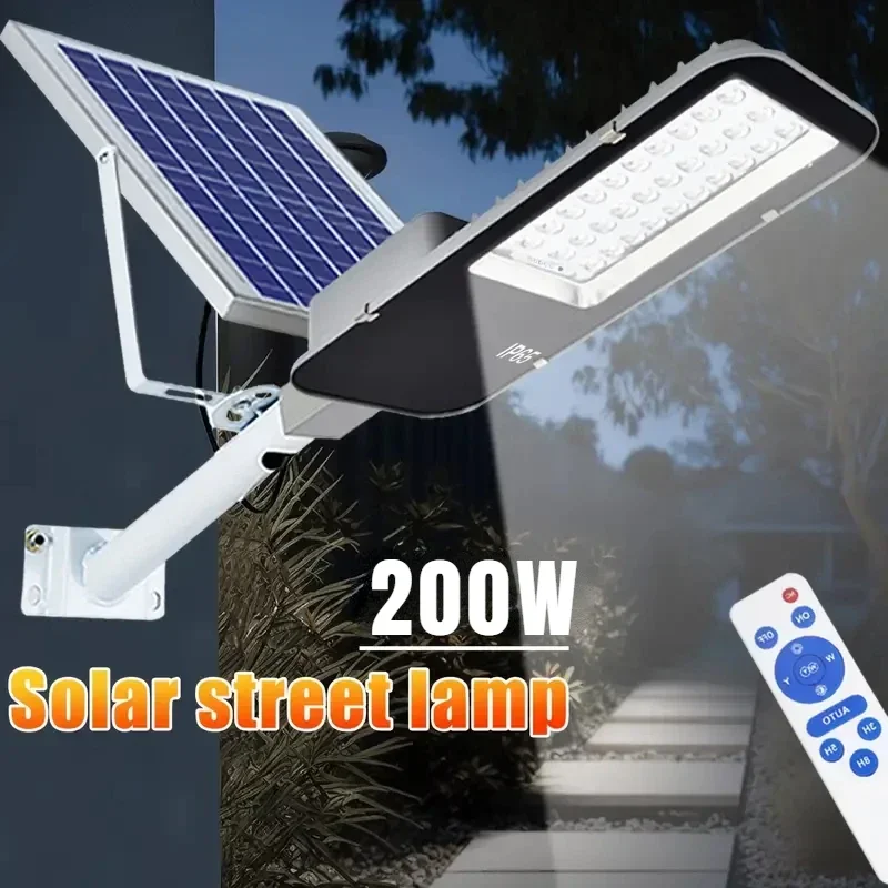 200W Powerful Solar Light IP65 Waterproof Outdoor Solar Street Light 6000mAh Garden Backyard Path Wall Lamps with Remote Control