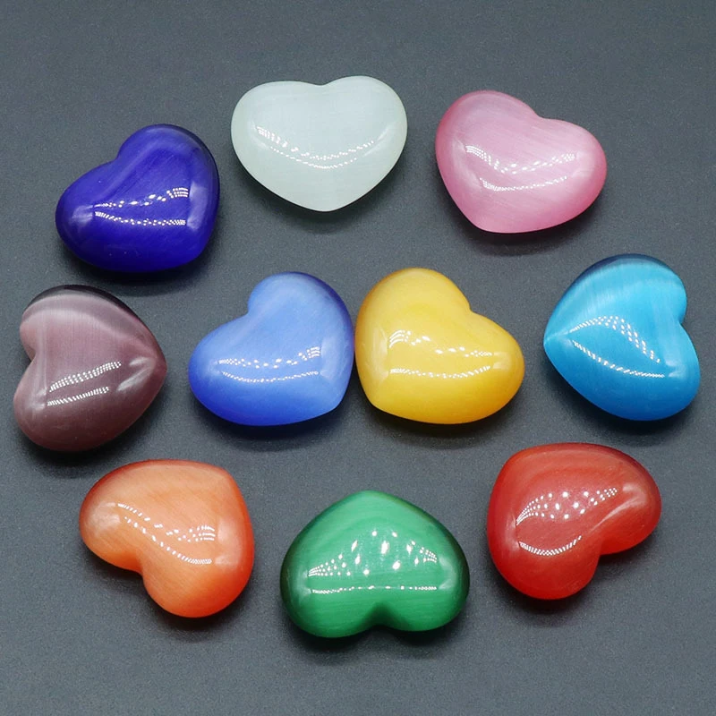 

100Pcs Heart Stones 30mm Heart-shaped Bare Stone Decoration With Heart Diy Candy Color
