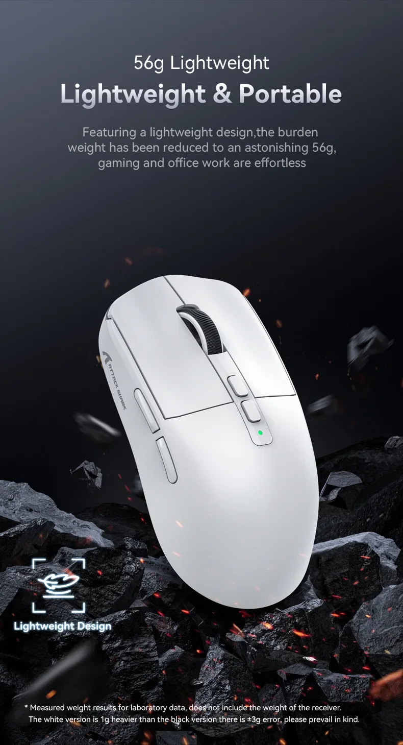 Attack Shark X6 Wireless Ergonomic Gaming Mouse Adjustable DPI