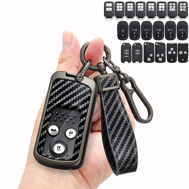 

Zinc Alloy + PU Leather Car Key Fob Cover Case For Honda CRV Fit Fried Freed Spike Step WGN RG1 Spada CRZ Remote Key Protection