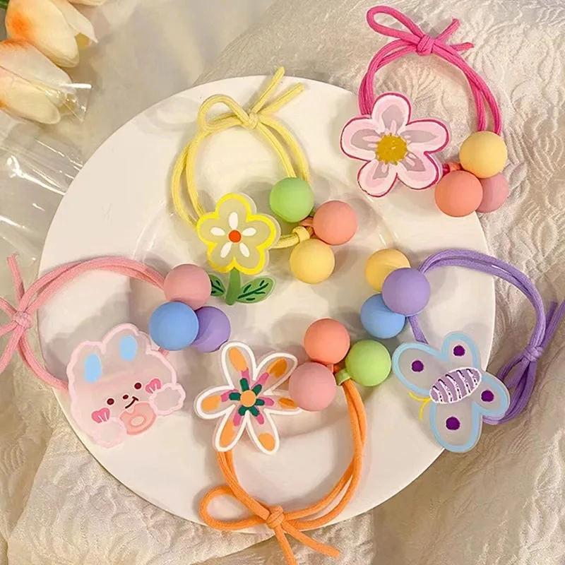 

Children hair rope cartoon head rope bear tie hair cute rubber band girl ponytail headdress little girl hair circle hair accesso