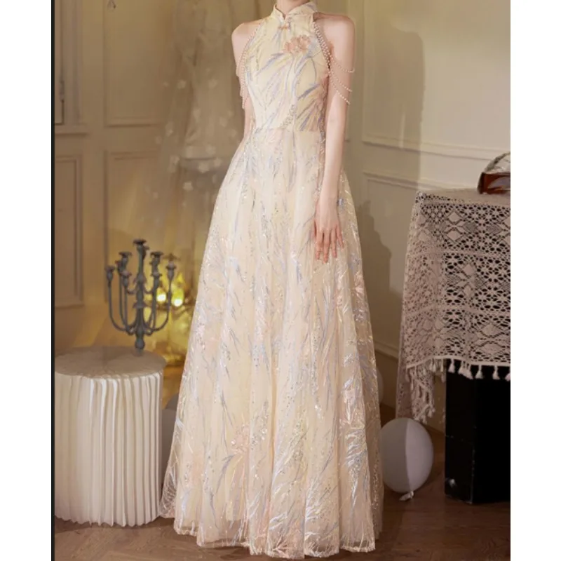 

Вечерние платья, женское платье, новинка 2025, платье для тостов, новое китайское элитное легкое роскошное длинное шикарное платье для дня рождения