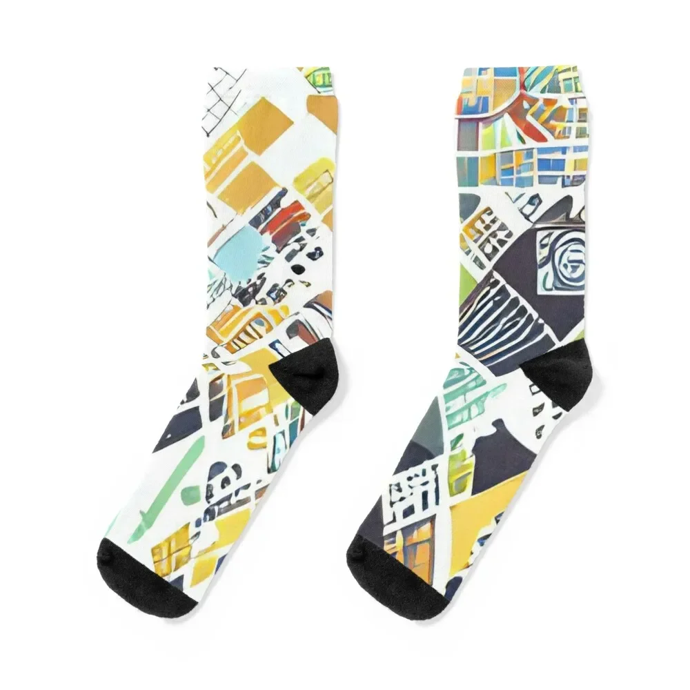 Abstract Blocks Socks Rugby Stockings compression aesthetic Man Socks Women's