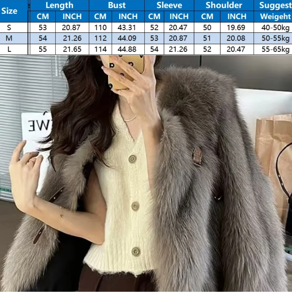 Female Overcoats Elegant Thick Warm Faux Fox Fur Jacket Outerwear New Fashion Fluffy Fur Coat Winter Women High Street Luxury