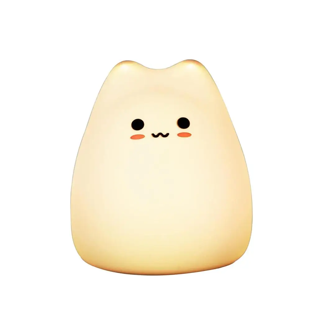 LED Night Light bambini bambini Silicone Touch Sensor lampada da tavolo 7 colori Cartoon Cat Sleeping Night Lamp decorazione della camera da letto di casa