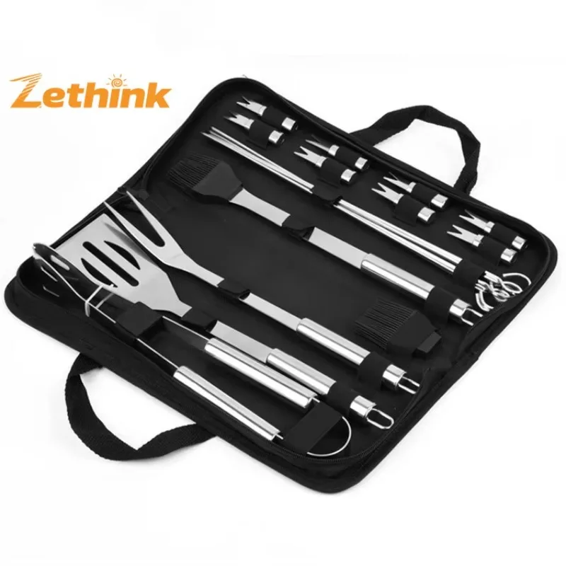 

STLFOutdoor Modern Stainless Steel BBQ Utensil Set Metal Tool Kit For Cooking For Camping Kitchen And Charcoal Grill