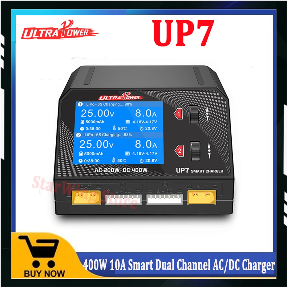 Ultra POWER UP7 400W 10A Battery Charger Dual Channel AC 200W / DC 2x200W  Smart Balance Charger Discharger