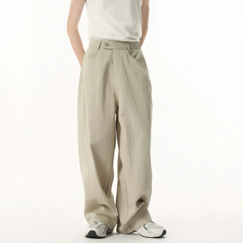 

SYUHGFA New Stylish Washed Jeans Men's Wear Korean Style Minimalist Versatile Vibe Wide Leg Trousers Loose Trendy 2025 Spring