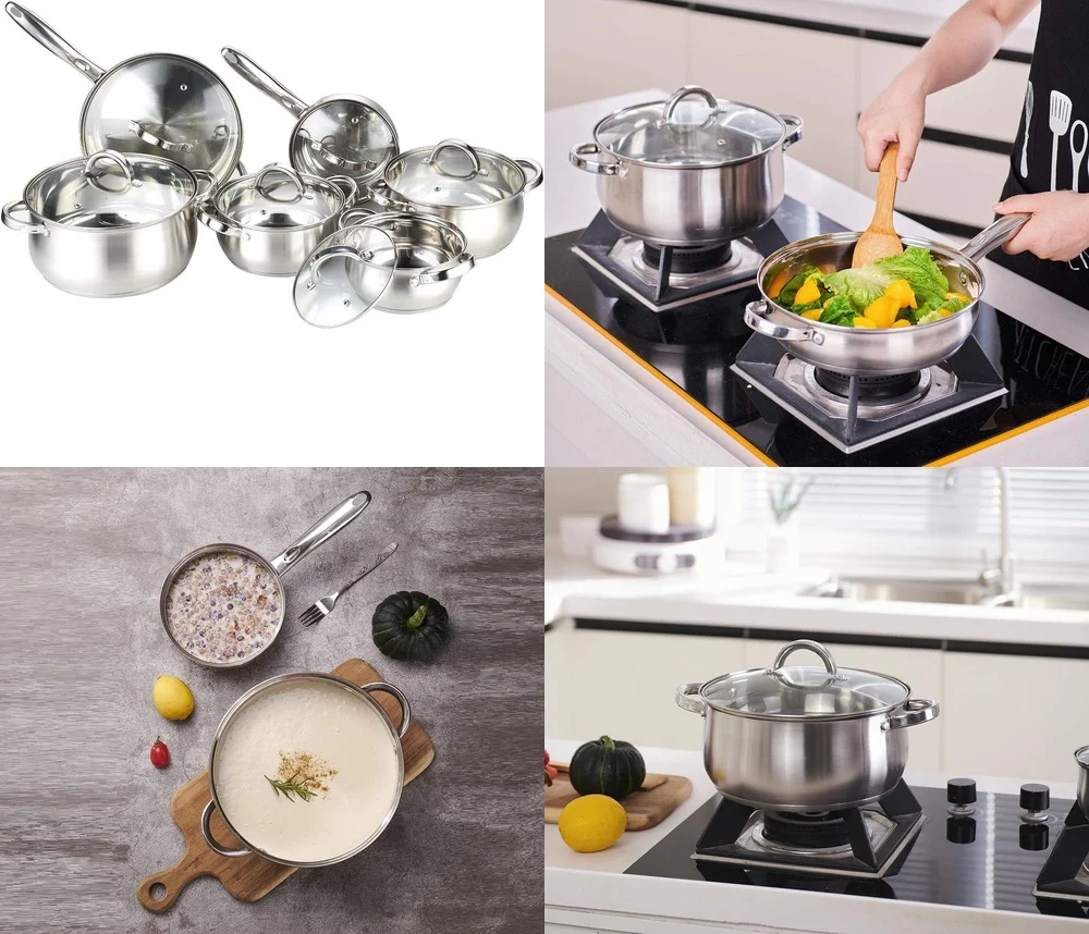 

Cookware Sets12 Piece Stainless Steel Cookware Set Pots and Pans for Kitchen Cooking