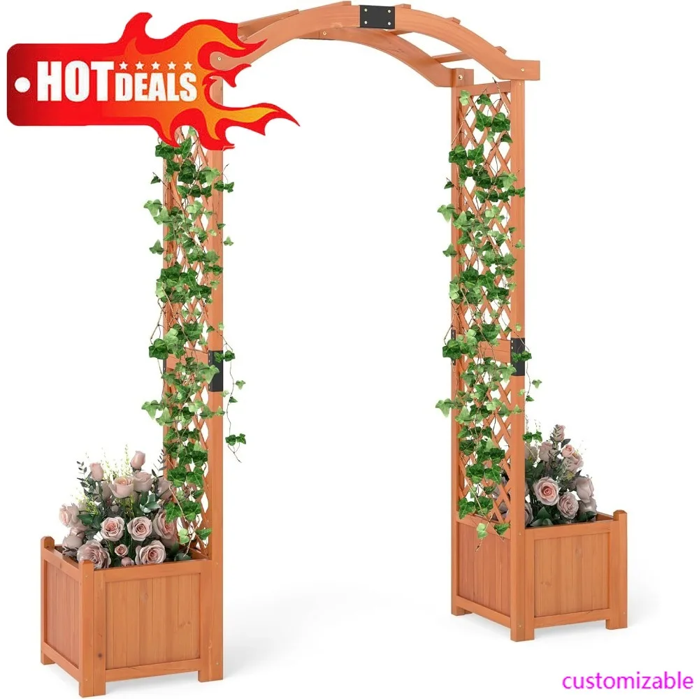 

Садовая беседка Hot-Happygrill с коробками для цветов, уличная свадебная арка с решеткой для вьющихся растений, лозы, овощей, трав, Woo