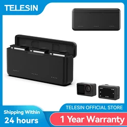 TELESIN 18W PD Fast Charger For DJI OSMO 360 Action 5pro TF Card 3 Slots Battery Pocket Charging Box for DJI 360 Action 5pro