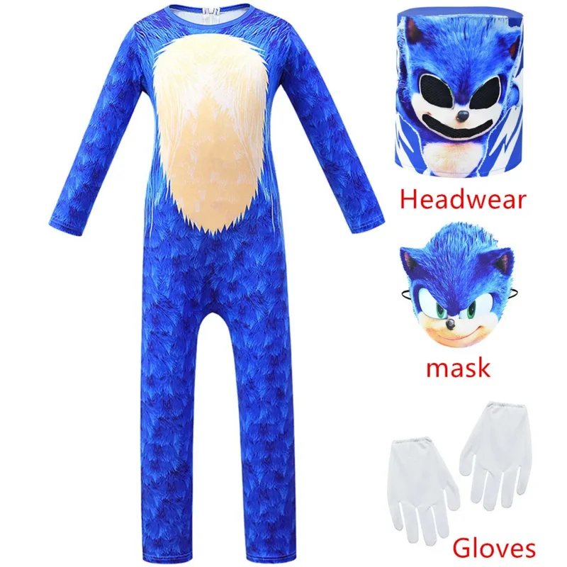 Blu/nero Anime Costume Sonics bambini gioco personaggio costumi Costume di Halloween per bambini cosplay body Mask/copricapo