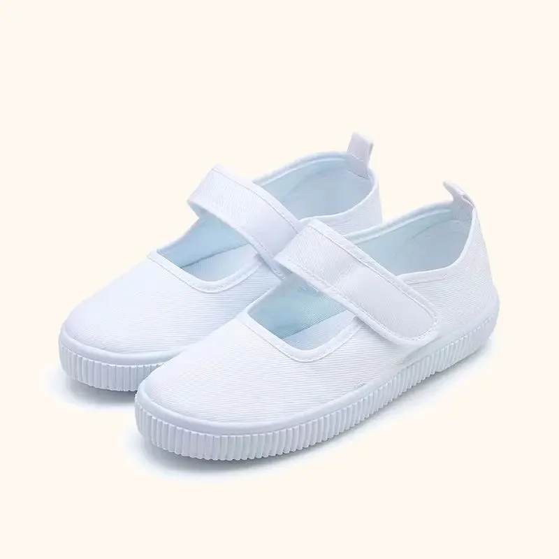 Kids Shoes Kindergarten Indoor Dance for Boys and Girls Students White Cloth Shoes for Children\'s ShoesCanvasVelcroPrimarySchool