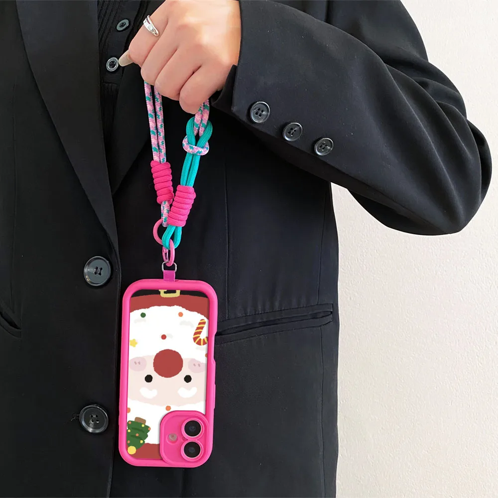 2025 natal crossbody cordão caso foriphone17 16 15 14 13 12 11 pro max xs max xr 7 8 plus papai noel pulseira telefone capa