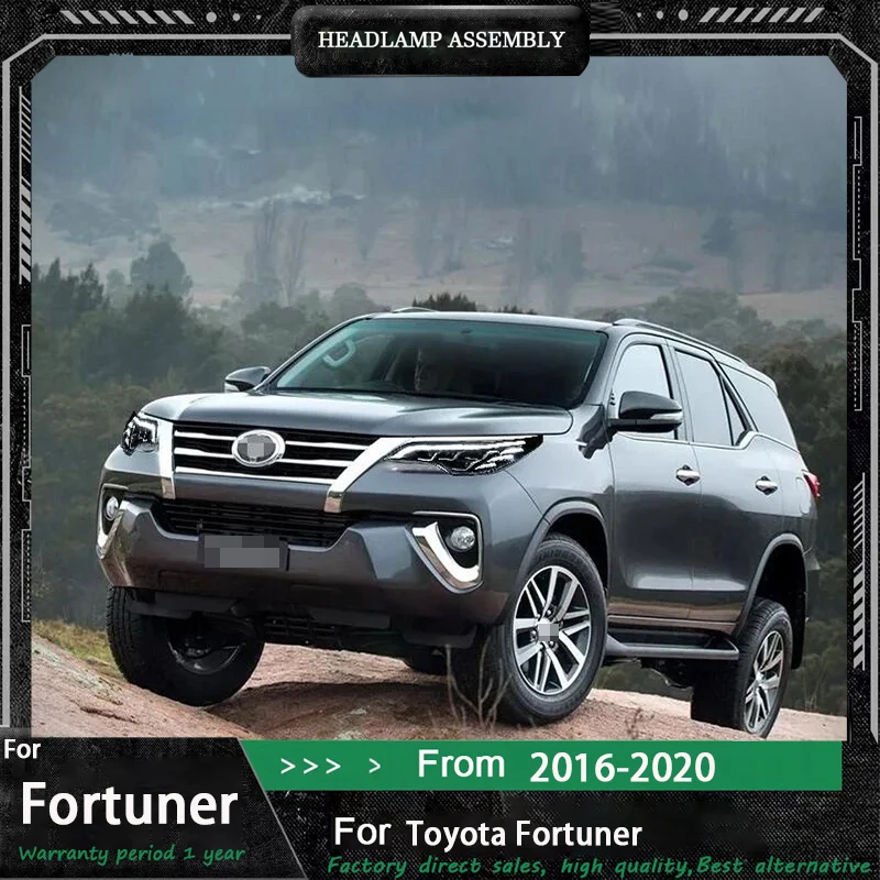 

Фара для Toyota Fortuner 2016-2020, дизайн крыльев ангела, передняя лампа, автомобильная, полностью светодиодная, DRL, обновленные аксессуары