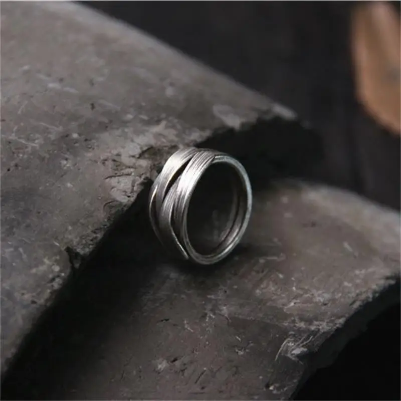 XIYANIKE Vintage Thai Silver Hugging Cuff Finger Rings For Men Women Retro Fashion New Jewelry Couple Gift Party anillos mujer