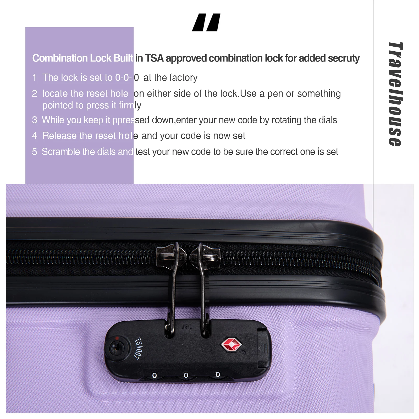 Travelhouse Hardshell Suitcase ABS+PC Luggage Sets Lightweight Durable Suitcase with TSA Lock,3-Piece Set (20/24/28)