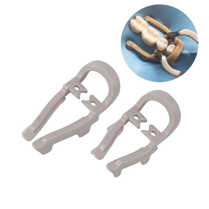 2PCS Resin Clamp Dental Rubber Dam Clamp Distal Extension Rubber Sheets Barrier Clip   Long/Short Dentistry Tools