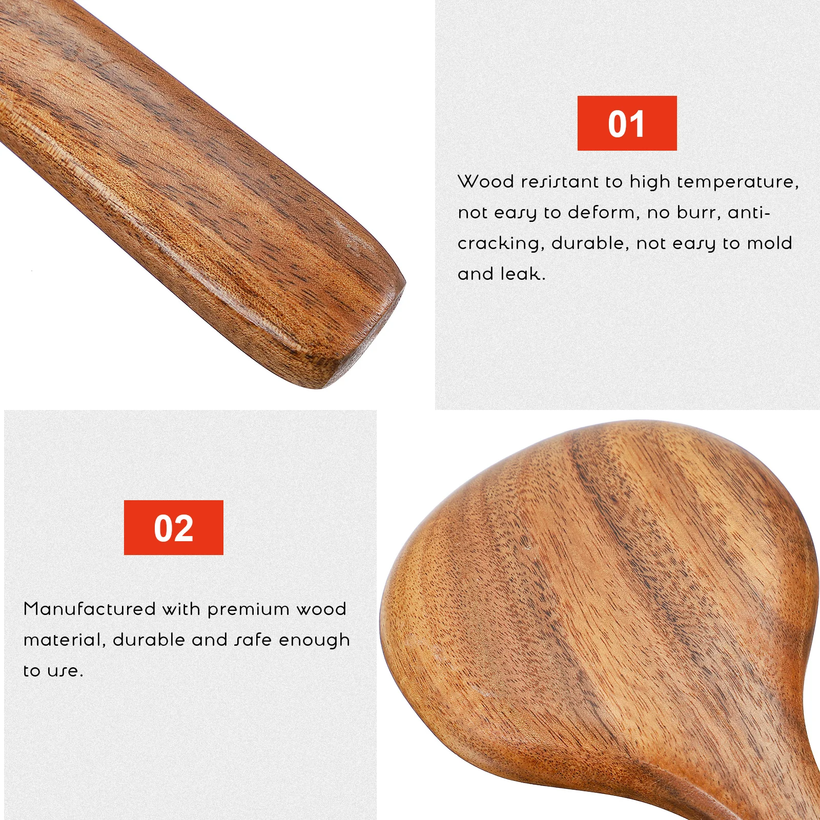

Wooden Soup Ladle Kitchen Cooking Scoop Teak Spoon Long Handle Comfortable Grip Serving Tool for Home Hotel Restaurant