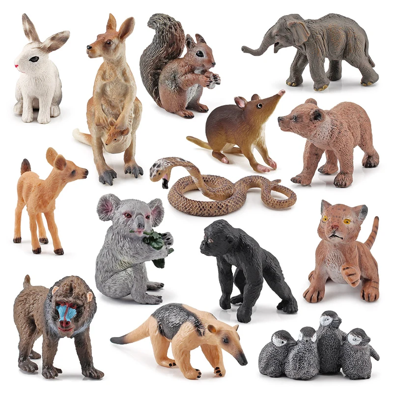 New Hot Mini Animal Figurines Horse Hyena Caracal Weasel Mouse Mouse Capybara Model Action Figures Children Collect Toys Gifts