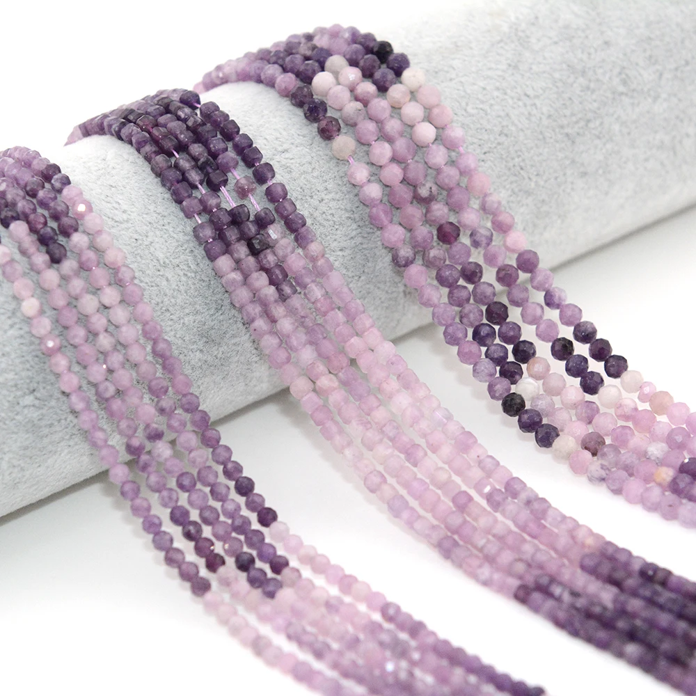 

Natural Lilac / Trilithionite Faceted Round / Cube Beads 3mm,4mm,For Jewelry Making DIY Bracelets Necklace ,Gradient Color,39cm