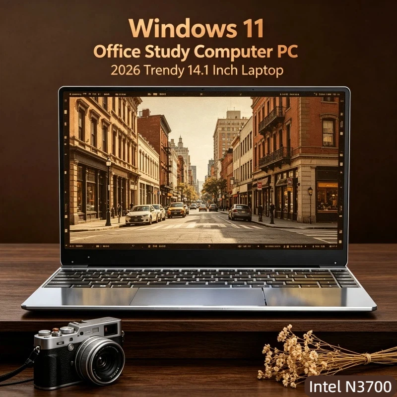 

Excellent 14.1 Inch Ultra Thin 2026 Notebook Intel N3700 Win11 DDR4 16GB RAM 2TB SSD Portable Business Laptop PC