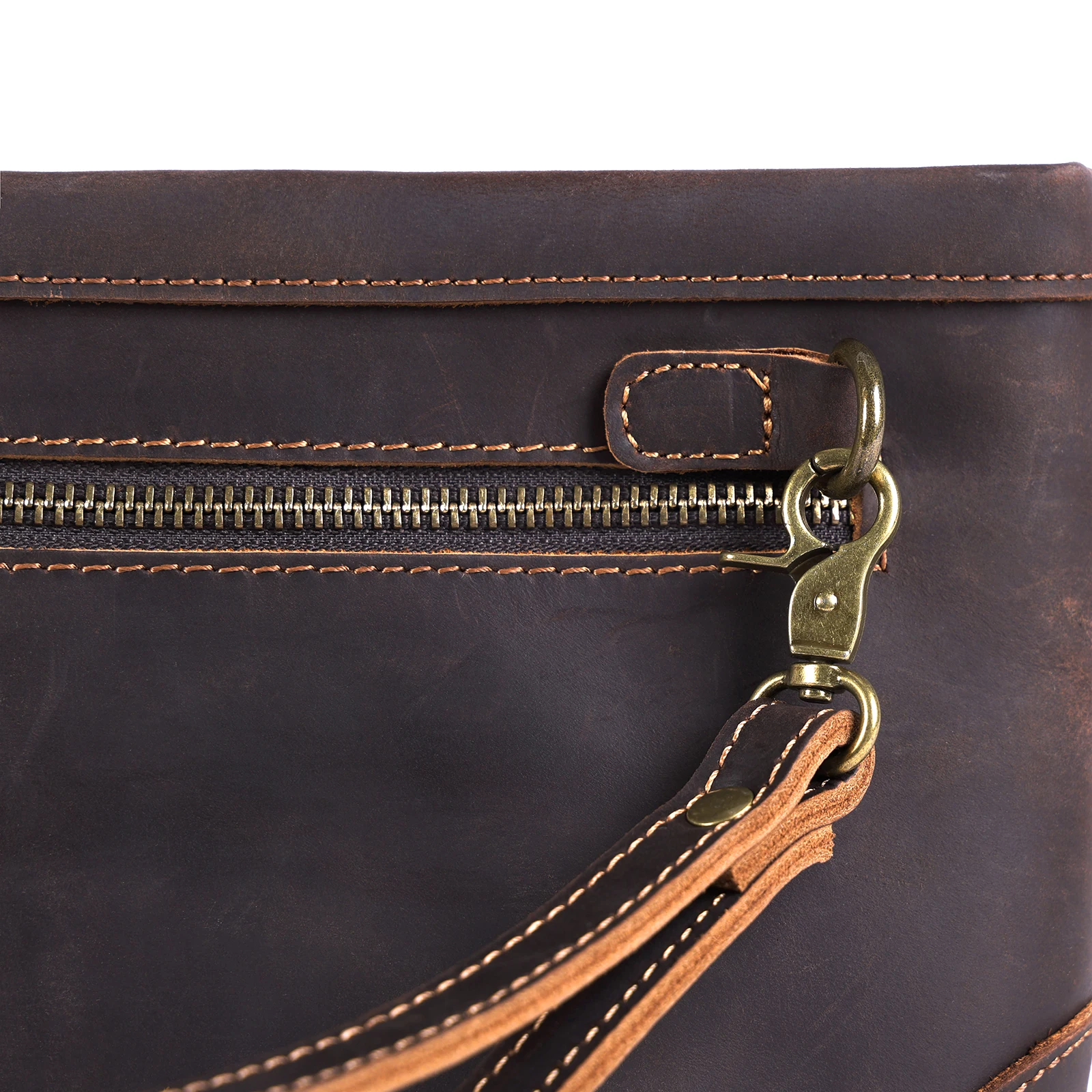 S.WORKER Vintage Echtleder Herren-Clutch-Tasche Lange Geldbörse für Männer Erstschicht-Leder-Portemonnaie Retro-Kartenhalter Handyhalter – Detail 16