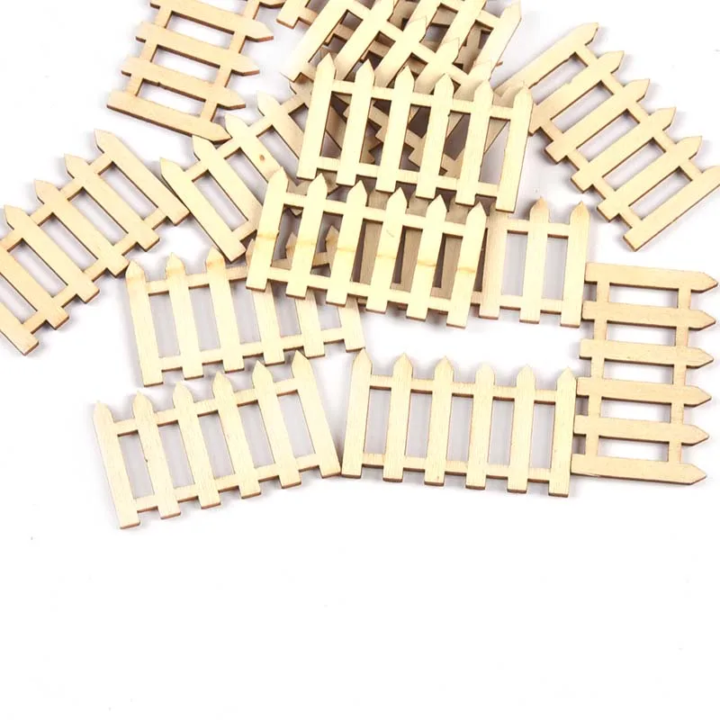 20pcs 3.9x5cm Natural Wooden Fence Carfts For Scrapbook Handwrok Supplies Decorations Home Blank Wood DIY Painting Accessories